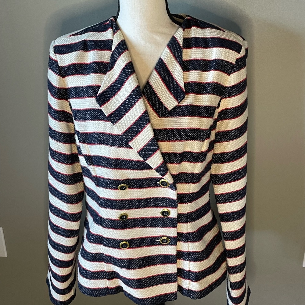 CAbi Navy and White Striped Blazer - Picture 1 of 6